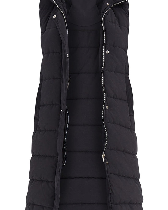 Ladies Girls Long Hooded Puffer Warm Padded Sleeveless Gilet Bodywarmer Zipper