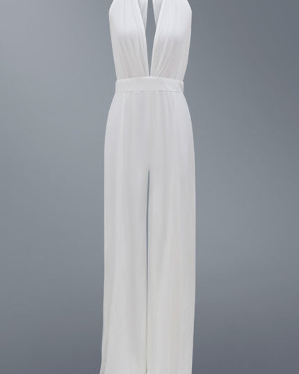 Deep V Halter Jumpsuit Casual Trousers