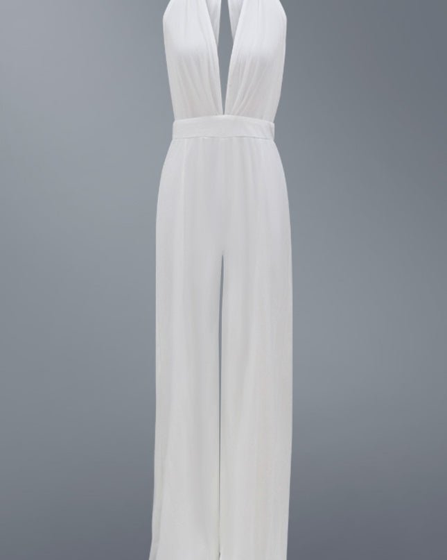 Deep V Halter Jumpsuit Casual Trousers