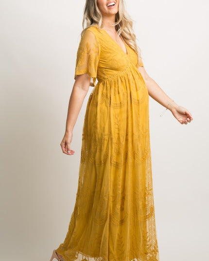 Maternity Dresses for Photo Shoot Summer V Neck White Lace white Maxi Dress