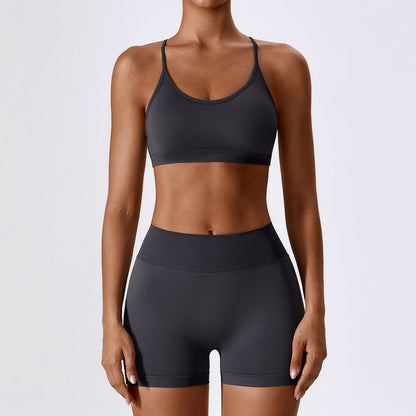 Seamless Beauty Back  Clothes Running Quick-drying Tight Sports Fitness Clothes Suit Women