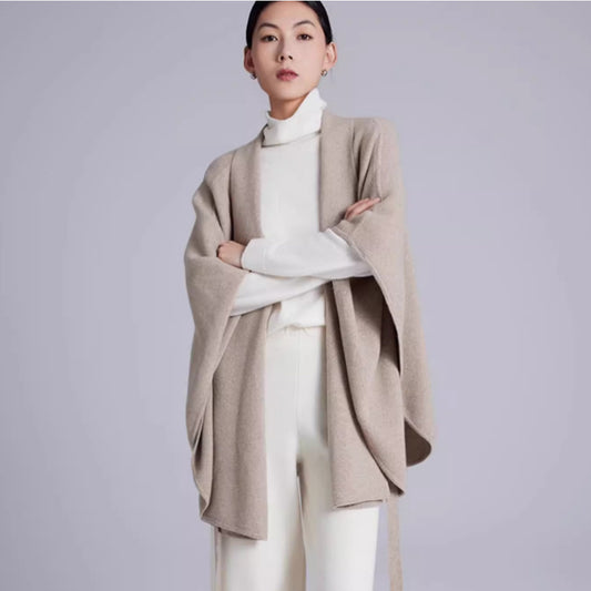 Cashmere Cloak Lace-up Fashionable Outerwear Sweater