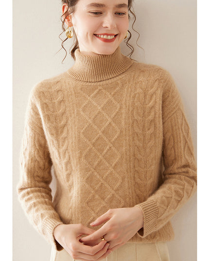 High Lapel Cashmere Loose Lazy Sweater Three-strand Thickened Knitting Bottoming Shirt Top