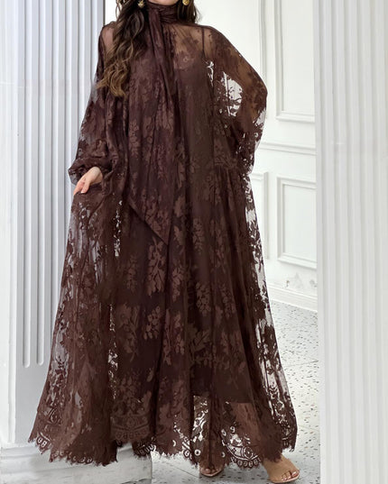 Lace Tie Double Layer Swing Dress