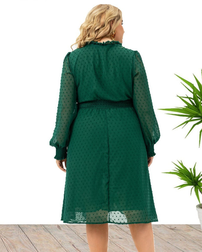 Fashion Women's Sleeves Chiffon Cut Flower Dress