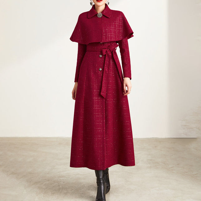 Temperament Slim Slim Medium-length To Ankle Cape Coat