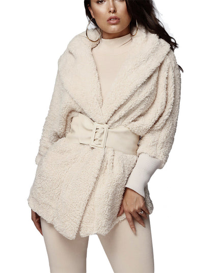 Adogirl Women Fleece Plush Casual Two Piece Set Long Sleeve Hooded Cardigan Coat Autumn Winter Outwear  Shorts Fashion Outfits