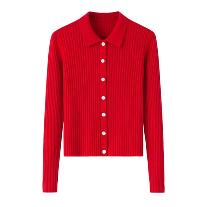 Early Autumn French Top Women's Cashmere Short Lapels Knitted Cardigan