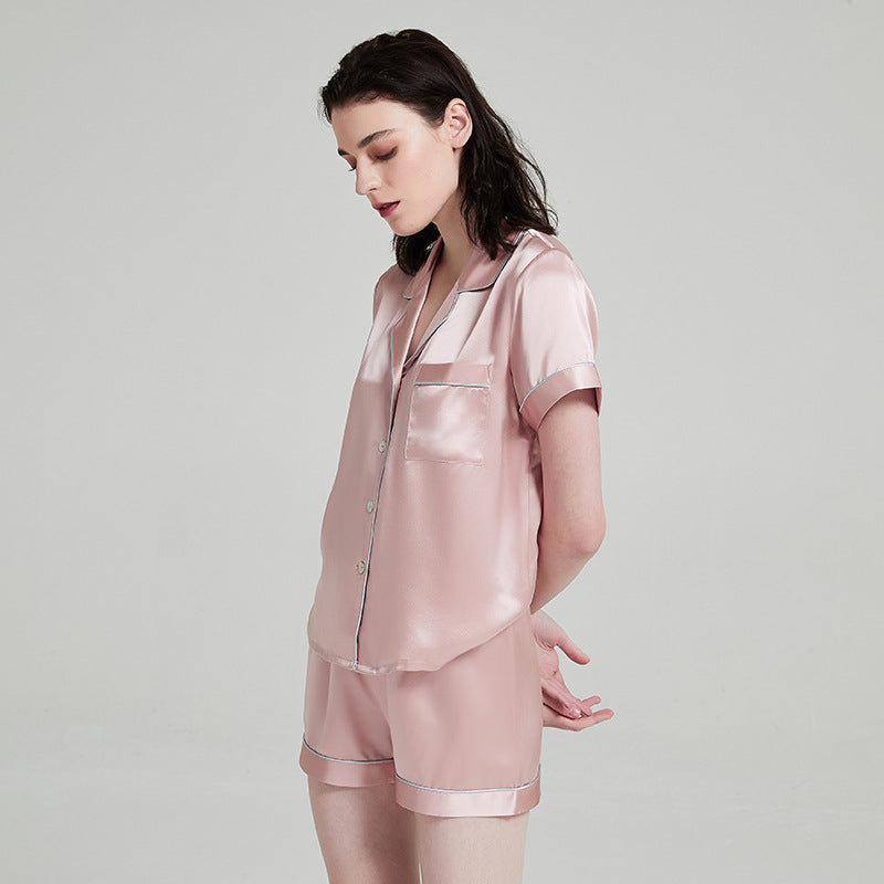 Women's Silk Short Sleeved Shorts Pajama Suit Christmas gift