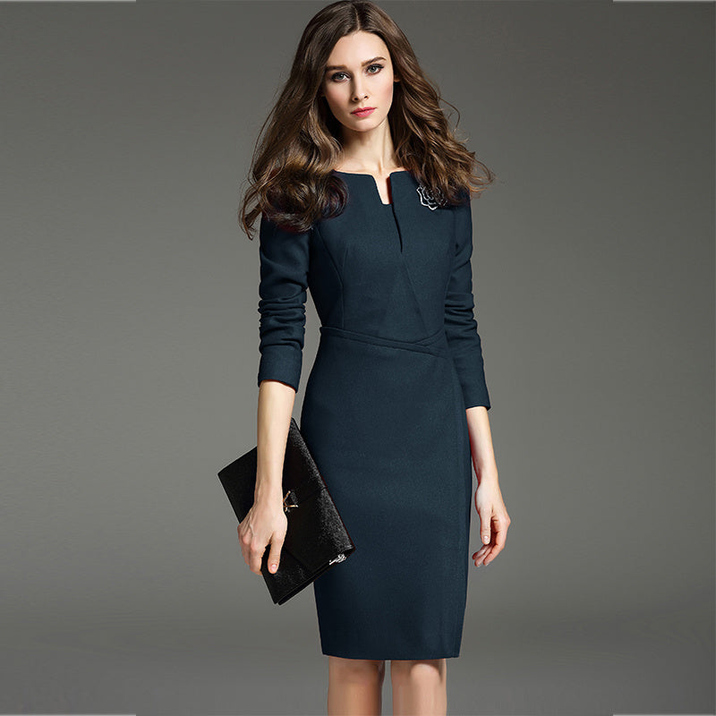 Formal Temperament Elegant And Intellectual Mid-sleeve Red Dress