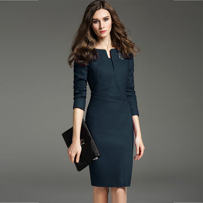 Formal Temperament Elegant And Intellectual Mid-sleeve Red Dress
