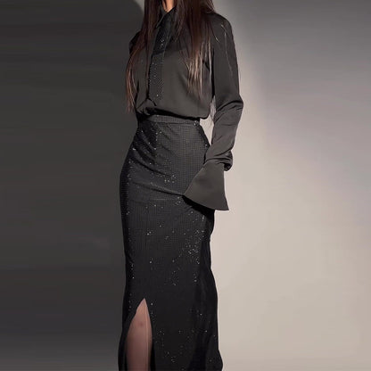 Diamond Split Wrap Hip Skirt Set