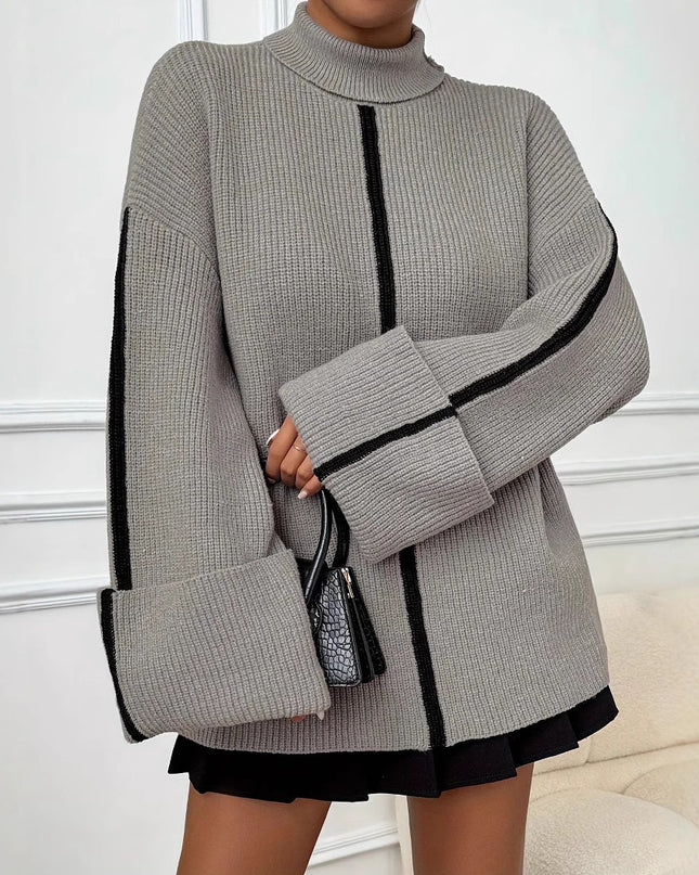 Women's Fashion High Collar Knitted Sweater