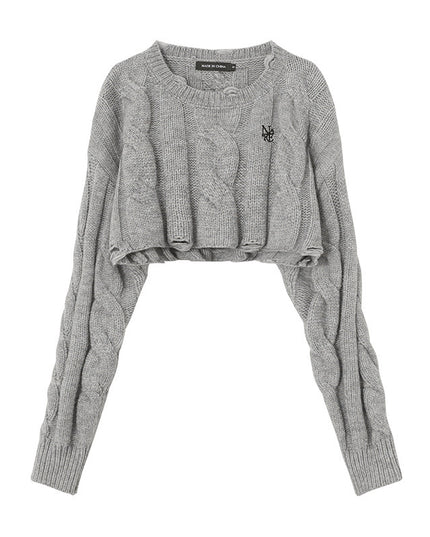 Short Long Sleeve Lazy Wind Pullover Knit Sweater
