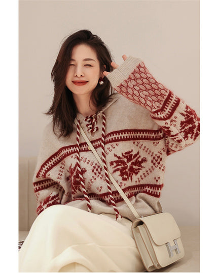 Pure Wool Sweater Lazy Style Base Hooded Sweater