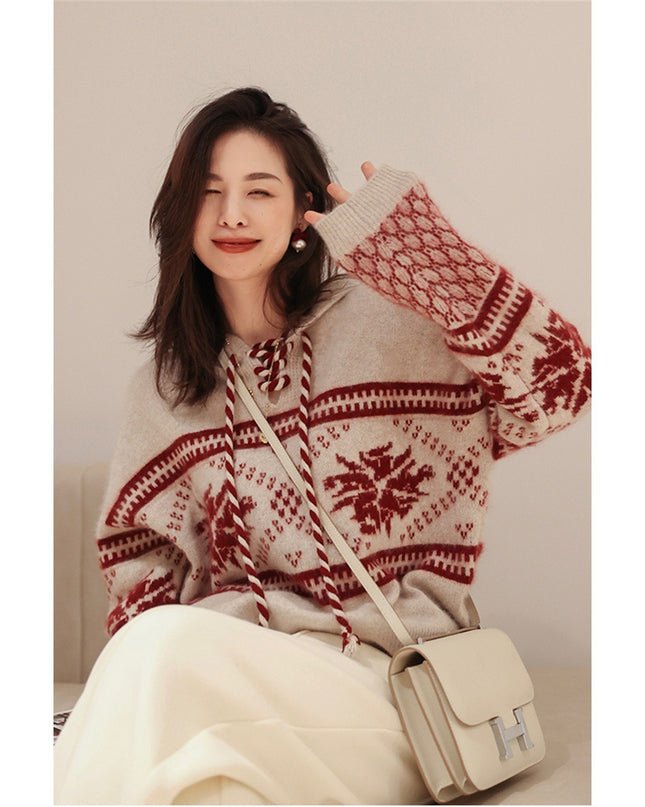 Pure Wool Sweater Lazy Style Base Hooded Sweater