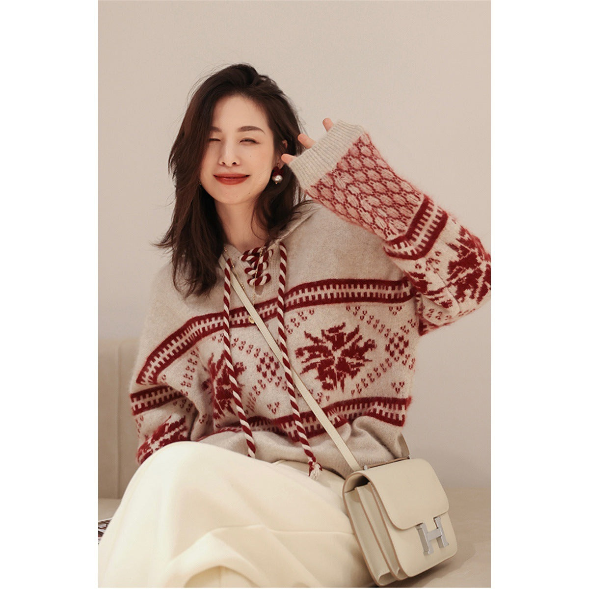 Pure Wool Sweater Lazy Style Base Hooded Sweater