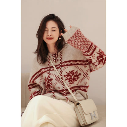 Pure Wool Sweater Lazy Style Base Hooded Sweater