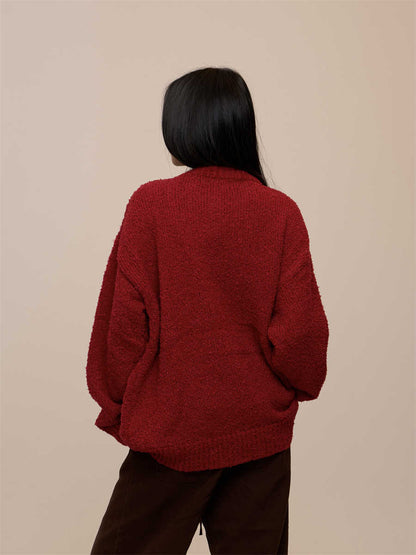 Christmas Red Couple's Sausage Dog Towel Embroidered Sweater