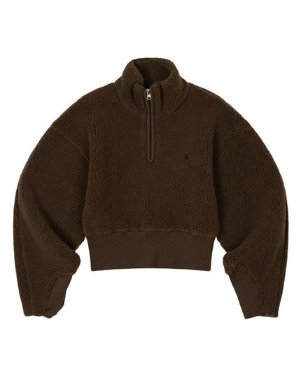 Casual Half Zipper High Neck Short Top