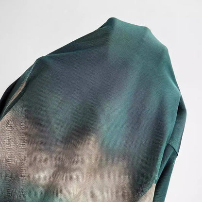 Tie-dyed Long Sleeve Slim Fit Hot Girl Long Dress