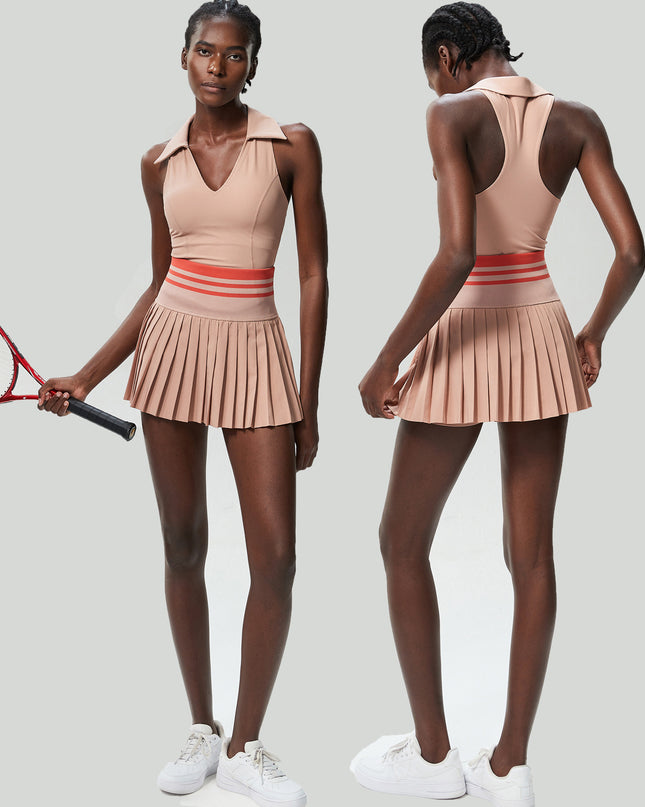 V Stand Collar Tennis Suit Suit Women's Plus Size High Waist