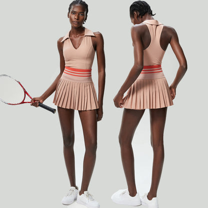 V Stand Collar Tennis Suit Suit Women's Plus Size High Waist