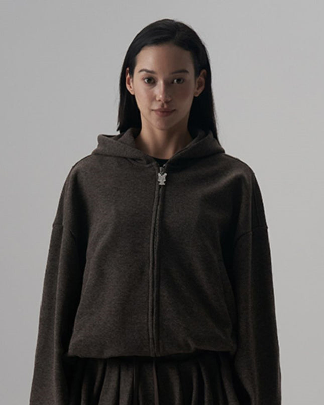 Silk Wool Casual Sports Loose Fit Hoodie Half Skirt Set