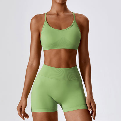 Seamless Beauty Back  Clothes Running Quick-drying Tight Sports Fitness Clothes Suit Women