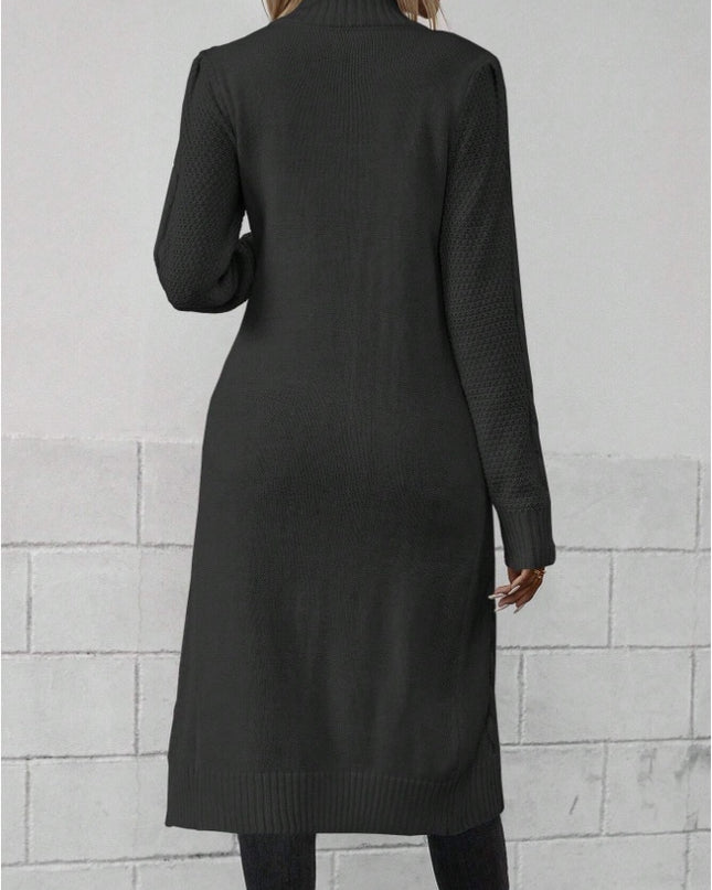 Women Crew Neck Long Sleeve Split Hem Minimalist Sweater