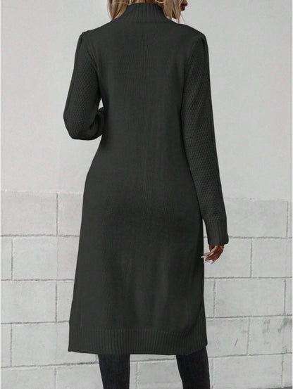 Women Crew Neck Long Sleeve Split Hem Minimalist Sweater