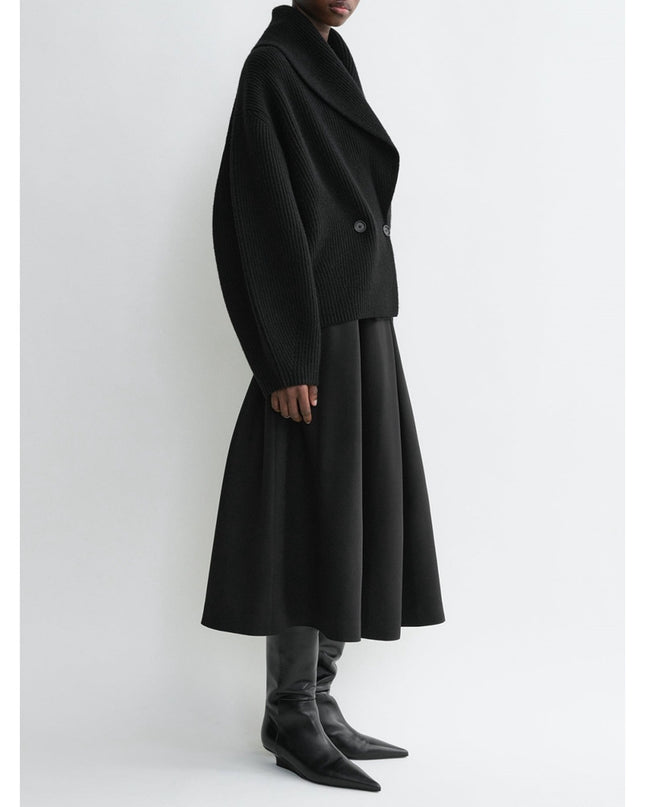 Women's Simple Loose Cardigan With Curved Collar