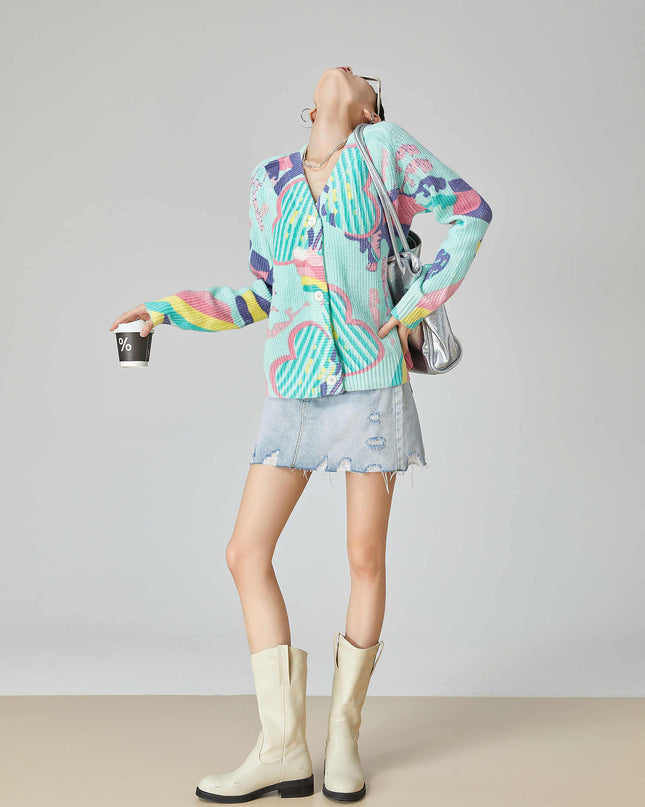 Dopamine Lake Blue Rainbow Gradient Knitted Sweater