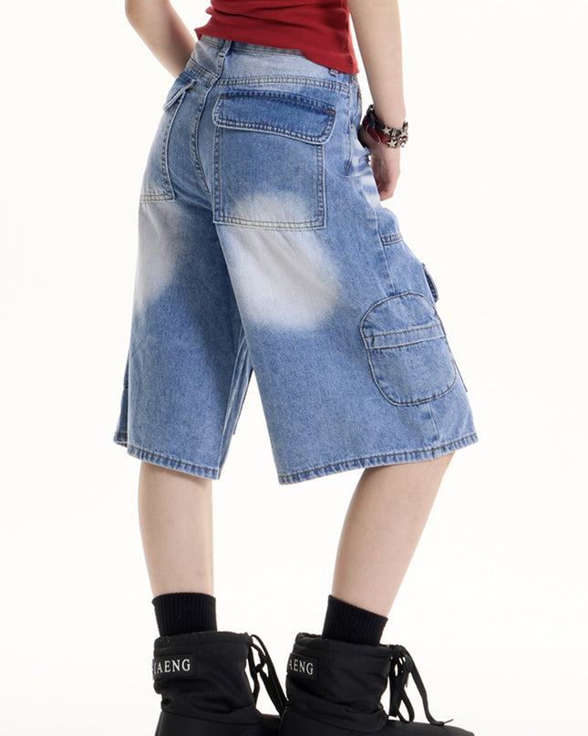 Women's Retro Hot Girl Ripped Design Denim Middle Pants