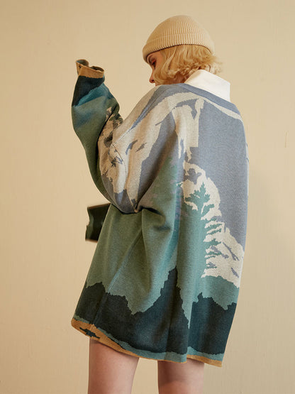 Ladies snow mountain landscape sweater