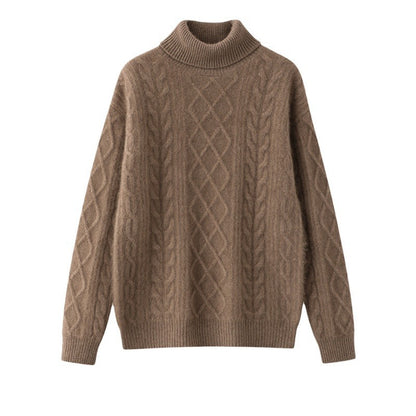 High Lapel Cashmere Loose Lazy Sweater Three-strand Thickened Knitting Bottoming Shirt Top