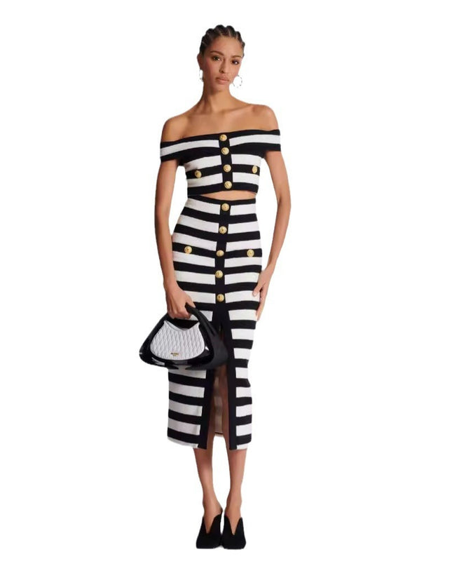 Women's Fashion Shoulder-baring Two-piece Set