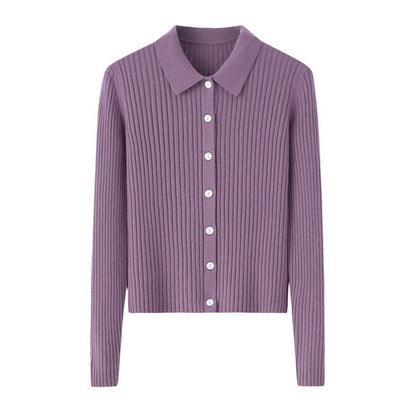 Early Autumn French Top Women's Cashmere Short Lapels Knitted Cardigan