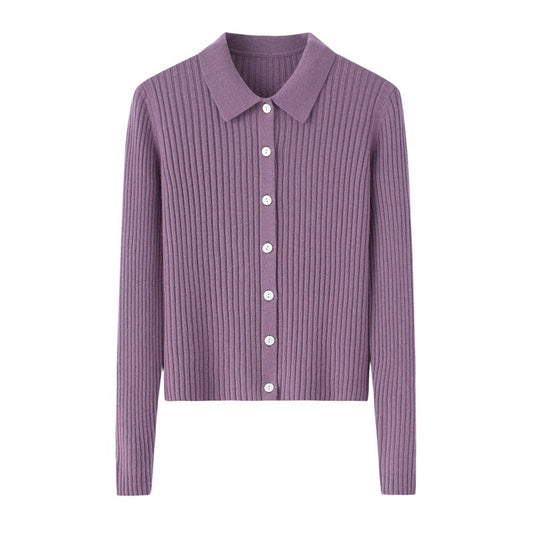 Early Autumn French Top Women's Cashmere Short Lapels Knitted Cardigan