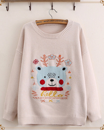 Christmas Loose round neck pullover knit bottoming shirt