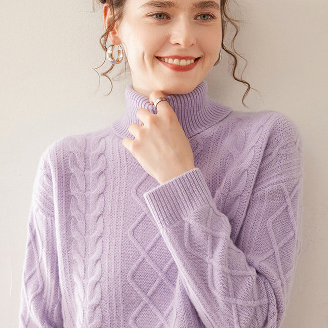 High Lapel Cashmere Loose Lazy Sweater Three-strand Thickened Knitting Bottoming Shirt Top