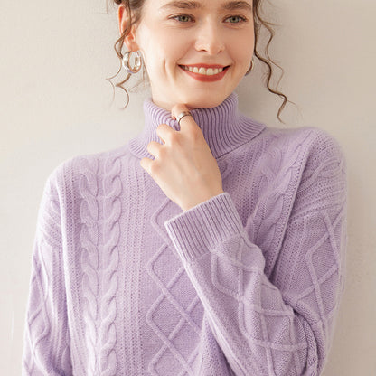 High Lapel Cashmere Loose Lazy Sweater Three-strand Thickened Knitting Bottoming Shirt Top