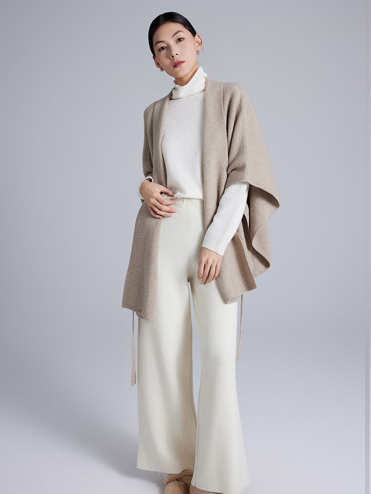 Cashmere Cloak Lace-up Fashionable Outerwear Sweater