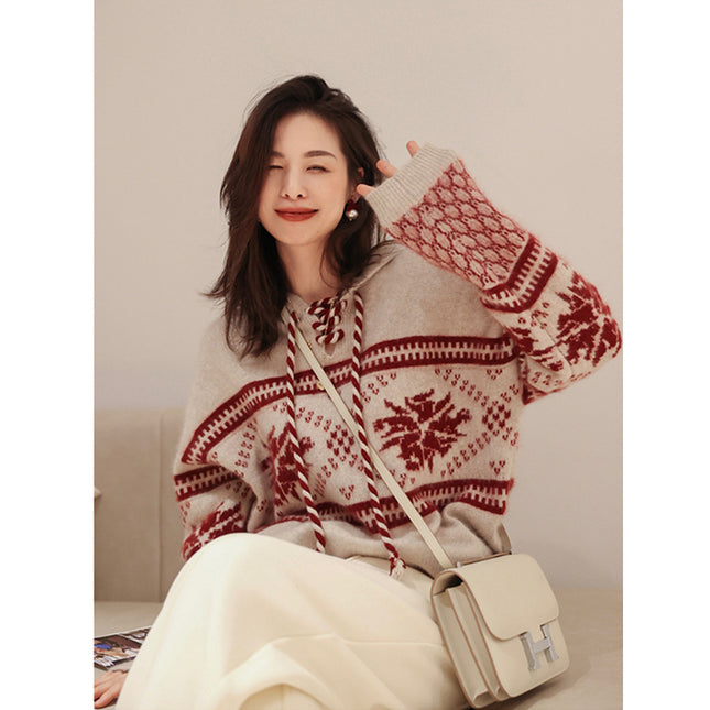 Pure Wool Sweater Lazy Style Base Hooded Sweater