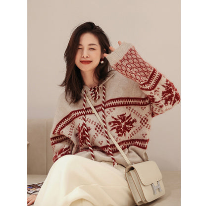 Pure Wool Sweater Lazy Style Base Hooded Sweater
