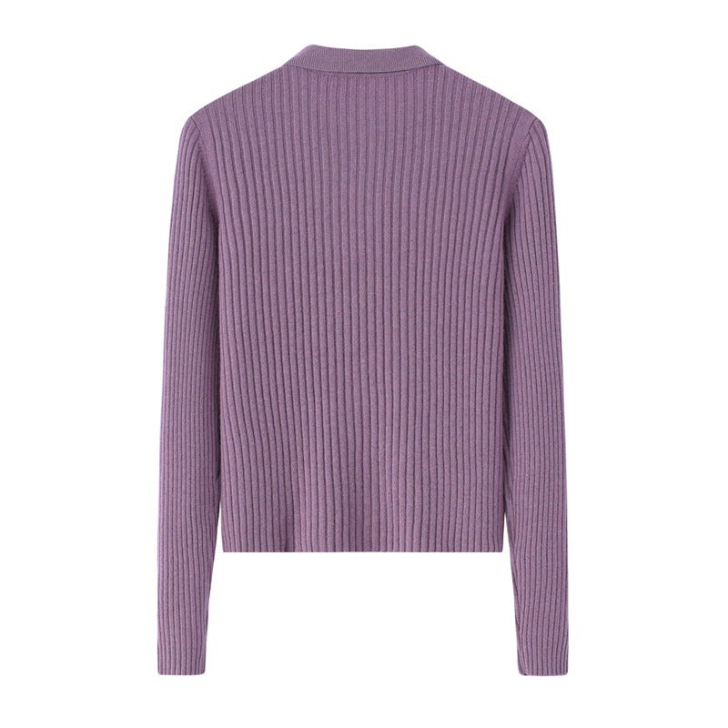Early Autumn French Top Women's Cashmere Short Lapels Knitted Cardigan