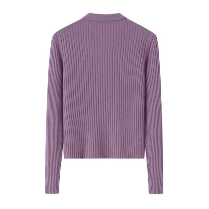 Early Autumn French Top Women's Cashmere Short Lapels Knitted Cardigan