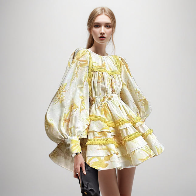 Fashion Ruffles Skirt Suit