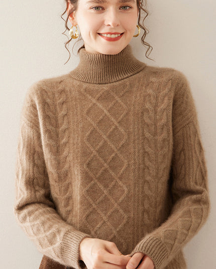 High Lapel Cashmere Loose Lazy Sweater Three-strand Thickened Knitting Bottoming Shirt Top