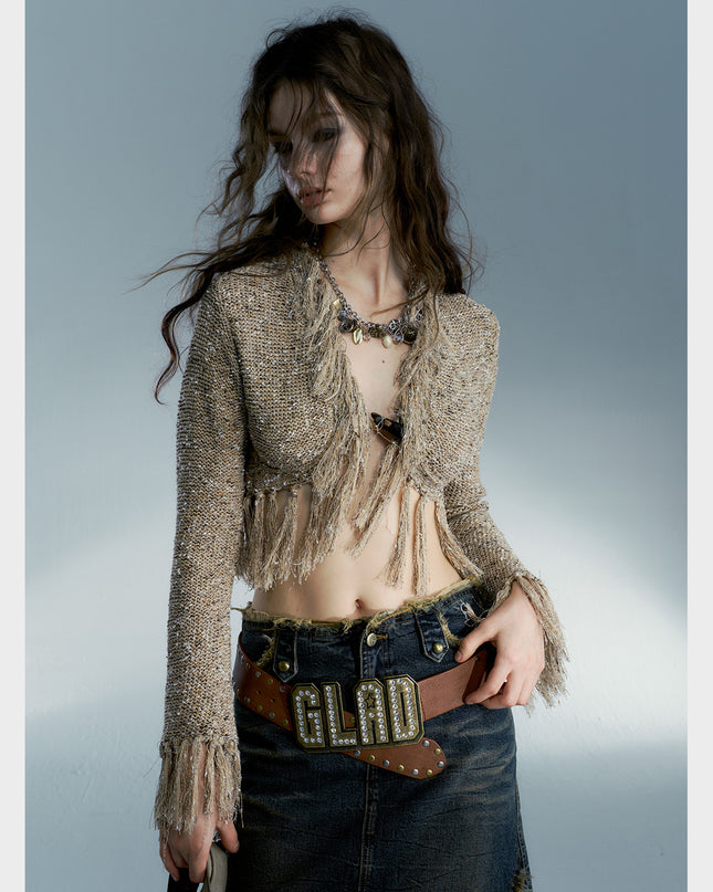 Street Hottie Fringe Knit Sweater Jacket